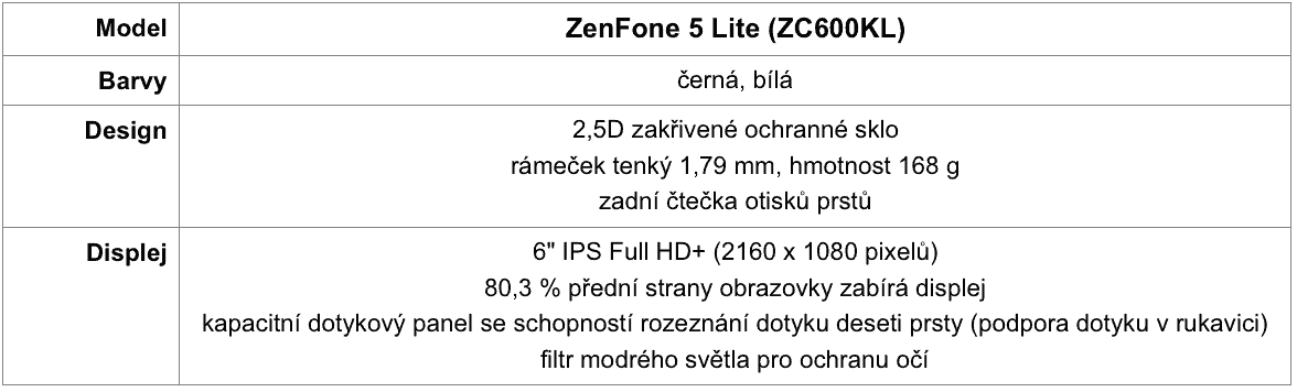 Zenfone 5 lite specifikace